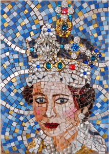 Suzi K. Edwards MOSAICS:The Wedding of Queen Victoria and Prince Albert. The Crown & other images Glass mosaic gold jewels and pearls