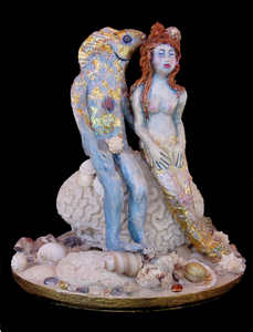 Suzi K. Edwards Sculptures and Miscellaneous Mosaics Porcelain and sea shells with Gold leaf