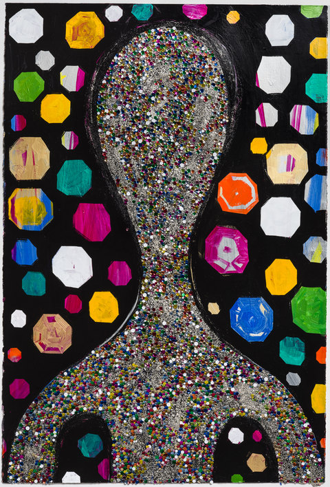 Untitled Paintings Acrylic, applied sequins on watercolor paper