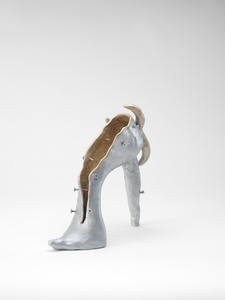  High-heeled shoe sculpture Stonewars, screws, oil paint