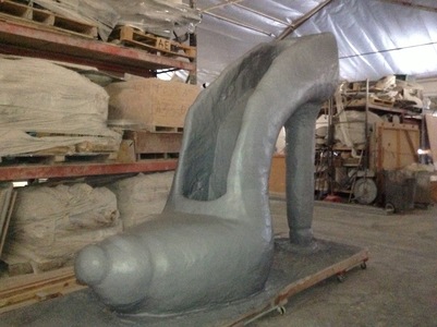  High-heeled shoe sculpture carving foam,wood,  fiberglass polyeaster resin, paint