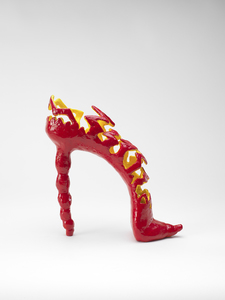  High-heeled shoe sculpture Stoneware, epoxy, oil paint