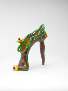  High-heeled shoe sculpture Stoneware, oil paint