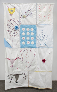  Installation Fabric, Medical materials (radiology, gynecology), thread,  found objects, mixed mediums