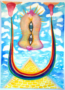 Interstellar gouache, watercolor, Conté crayon, beads, mylar on watercolor paper