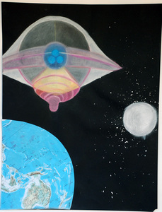  Interstellar Gouache, gesso, collage, Conté crayon, on archival paper
