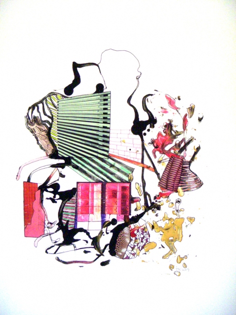 Drawing FL5 Drawings Mixed media collage on BFK paper