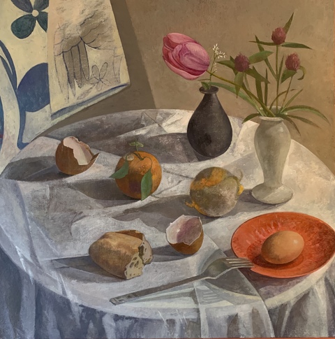 TINA ENGELS The Round Table Oil on canvas