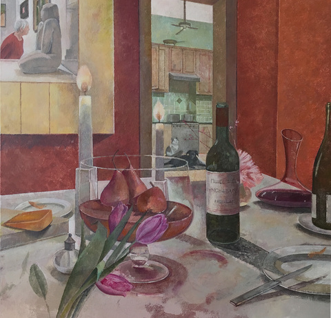 TINA ENGELS The Round Table Oil on canvas