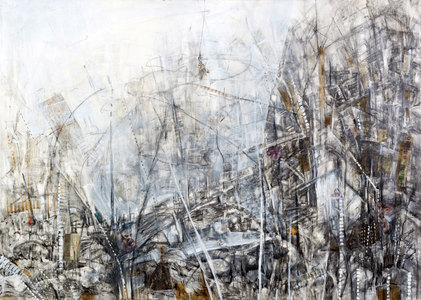 Tina Grondin  "Current Work" bound graphite, oil, collage