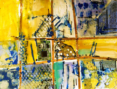 Tina Grondin  "Current Work" encaustic, oil, mixed media on panel