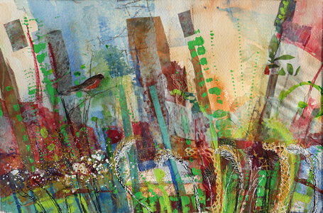 Tina Grondin  "Current Work" watercolor, mixed media on paper