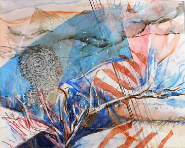 Tina Grondin  "Current Work" watercolor, mixed media collage on paper
