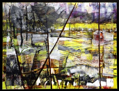Tina Grondin  "Current Work" oil, bound graphite, mixed media on canvas