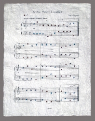 Tina Seligman Cycles: Music (2009) digital pigment prints collaged on Hahnemuhle rag, Unryu pape, block printing ink, black ink