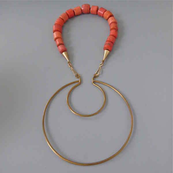 Tom McCarthy Jewelry Metalwork Bronze, sherpa coral glass beads.