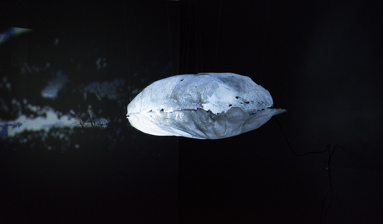Tomoko Amaki Abe Installation Kiln cast glass, Film projection