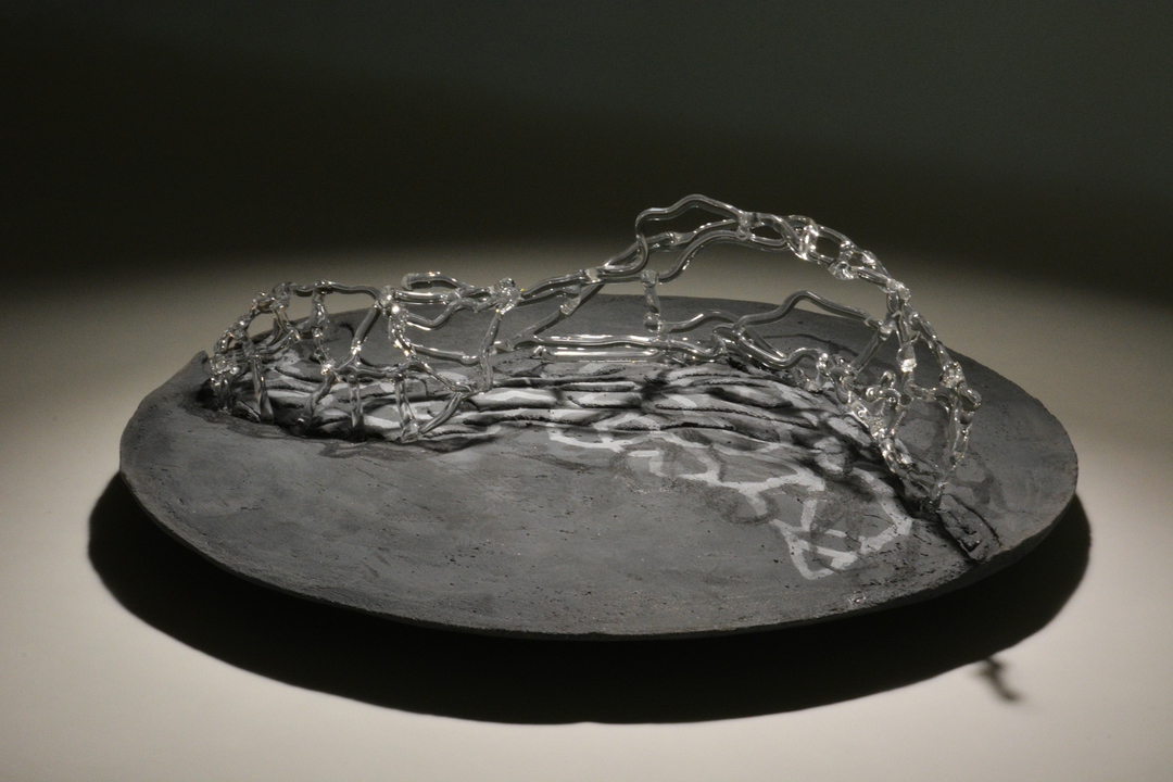 Tomoko Amaki Abe Glass Glass, cement, acrylic, ink, graphite