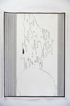 Tongji Philip Qian Weeping Cherry Blossom in Full Bloom Grahite and pigment marker on paper