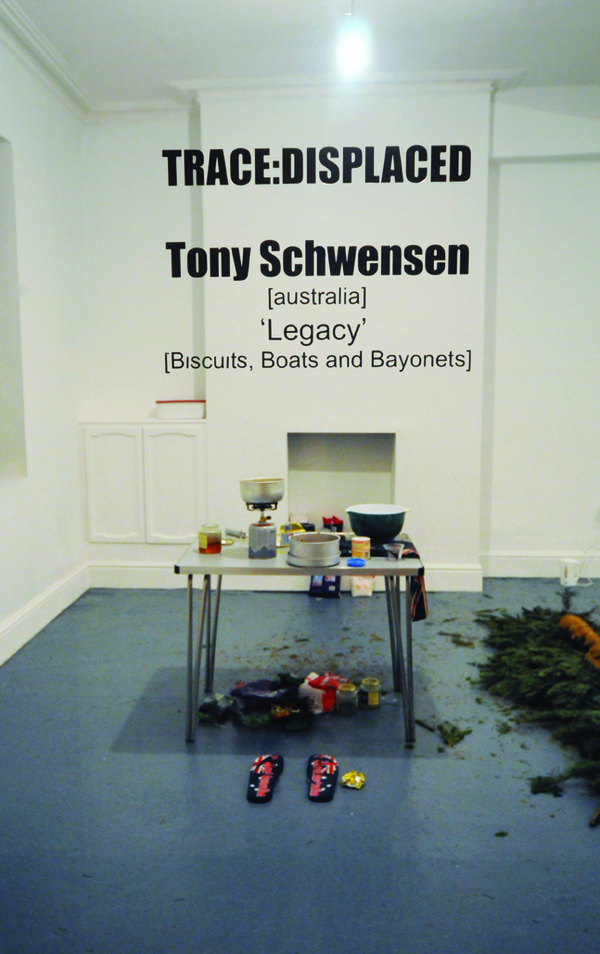 TONY SCHWENSEN Legacy: Biscuits, Boats and Bayonets 2008 TRACE Installaction Artspace, Cardiff, Wales Performance/Installation