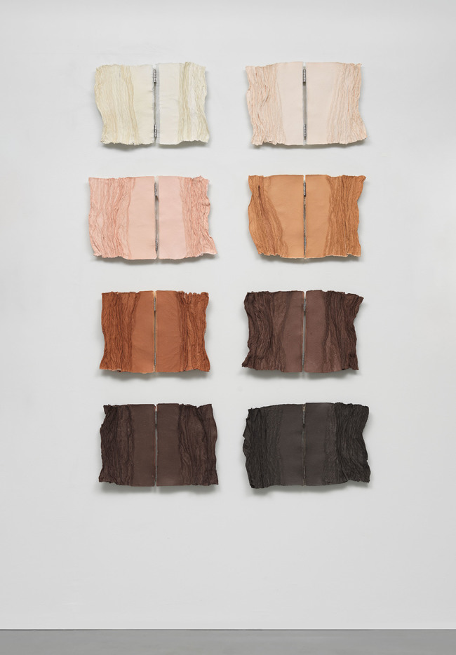 Tricia Wright Dieu Donné Projects Handmade pigmented cotton and abaca paper, steel hinges