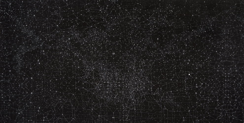 VICTORIA BURGE NIGHT MAPS acrylic and pencil on digital black