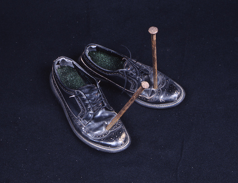 Walter Kopec CURRENT EXHIBITIONS shoes, astroturf, steel nails