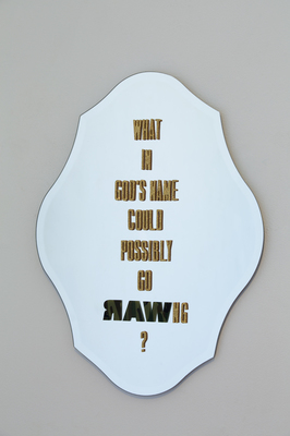 Walter Kopec Word Based Art plastic on mirror