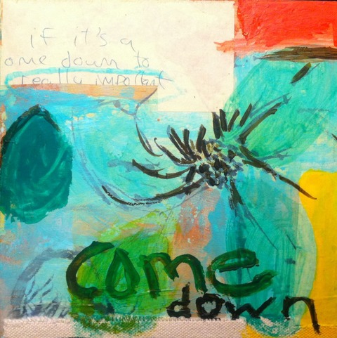 Wendy Young The Letters acrylic with collage on masonite board