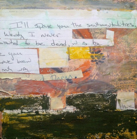 Wendy Young The Letters acrylic with collage on masonite board