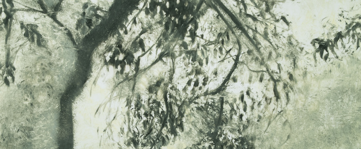 Willa Cox Peach Tree Shadows monotype on paper