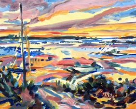 William Barstow Paintings from the "Far Away Island" - Nantucket Oil on canvas panel