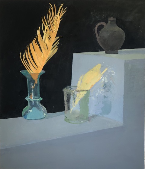 Palm Fronds, Jug Paintings Oil on canvas over panel
