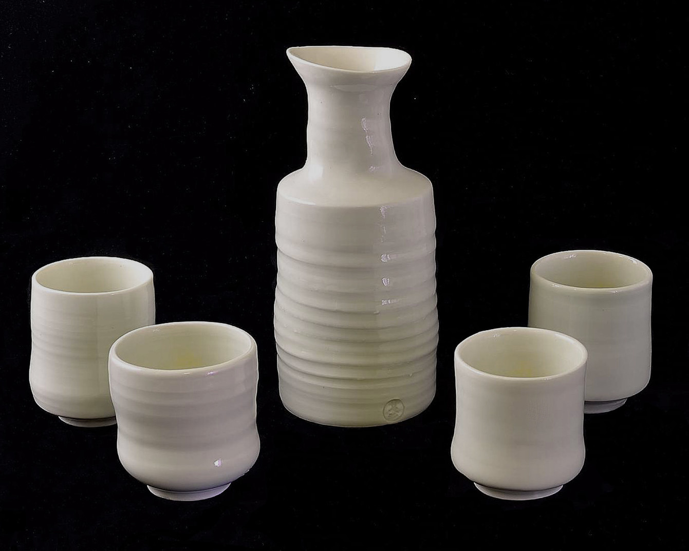 Wood fired celadon hot sake set